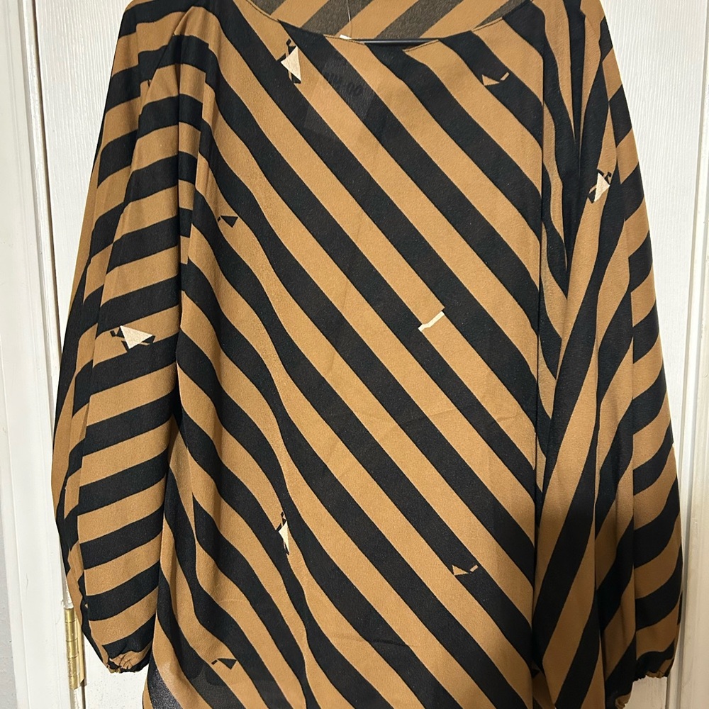 Striped Black and Tan Women's Blouse